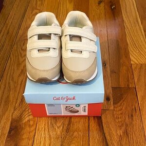 Cat & Jack Neutral Beige and White Kids Velcro Sneakers